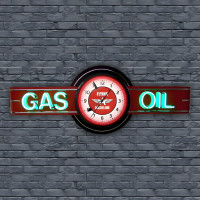 Flying A Gasoline Gas & Oil Vintage Neon Clock Sign - 72" x 26"