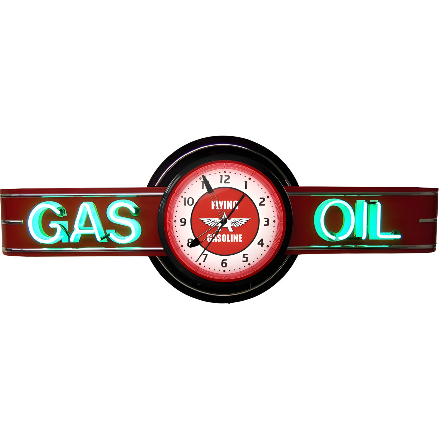 72" wide Flying A Gas and Oil Neon Sign and Clock 72" wide Flying A Gas and Oil Neon Sign and Clock