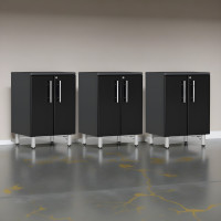 Black Modular Ulti-Mate 3-Piece Locking 2-Door Base Garage Cabinets
