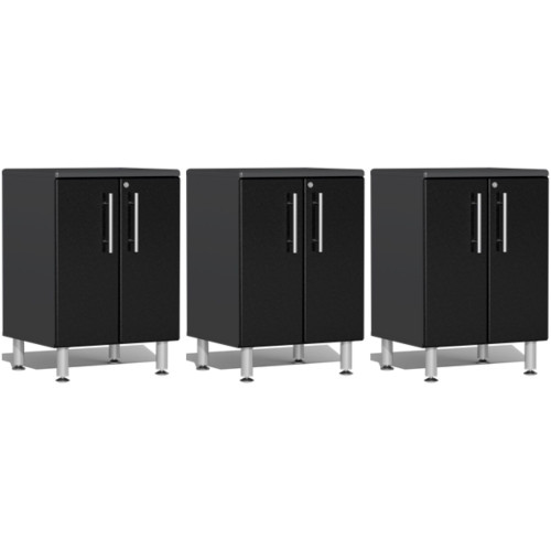 Black Modular Set of 3 Two Door Base Cabinets