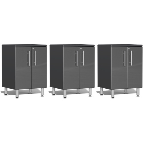 Grey Modular Set of 3 Two Door Base Cabinets