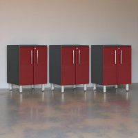 Red Modular 3-Piece 2-Door Lockable 24-in Base Garage Cabinets