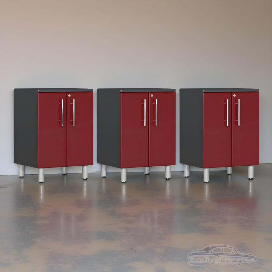 Red Modular Set of 3 Two Door Base Cabinets Red Modular Set of 3 Two Door Base Cabinets