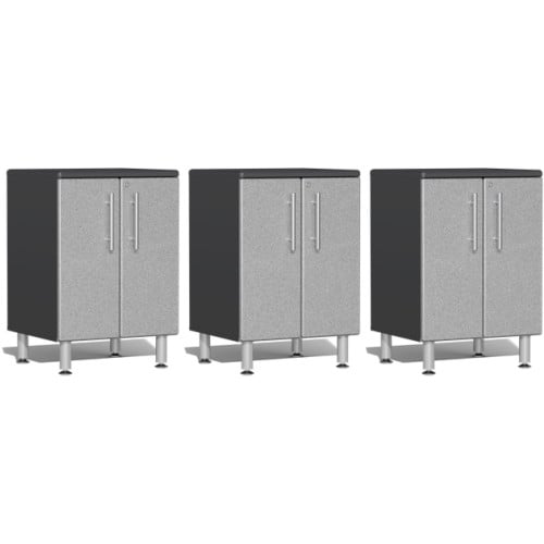 Silver Modular Set of 3 Two Door Base Cabinets