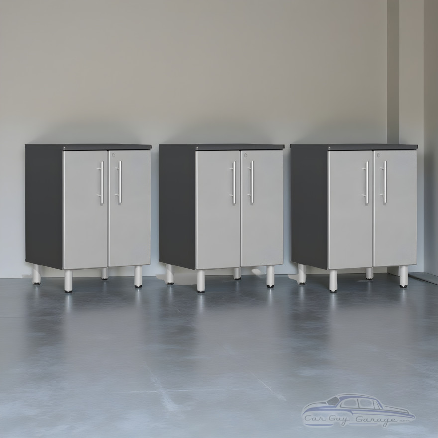 Silver Modular Set of 3 Two Door Base Cabinets Silver Modular Set of 3 Two Door Base Cabinets