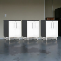 White Modular 3-Piece 24-Inch Locking 2-Door Base Garage Cabinet Set