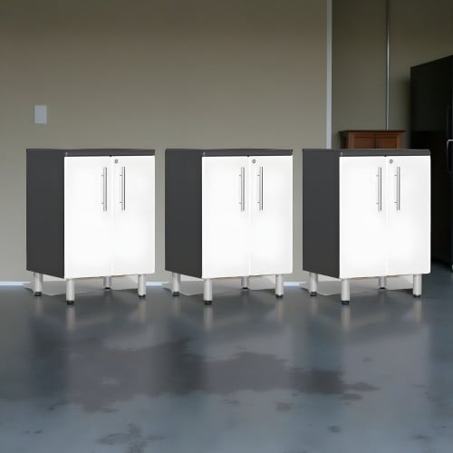 White Modular Set of 3 Two Door Base Cabinets