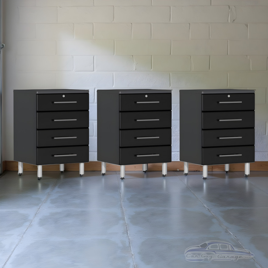 Black Modular Set of 3 Four Drawer Base Cabinets Black Modular Set of 3 Four Drawer Base Cabinets