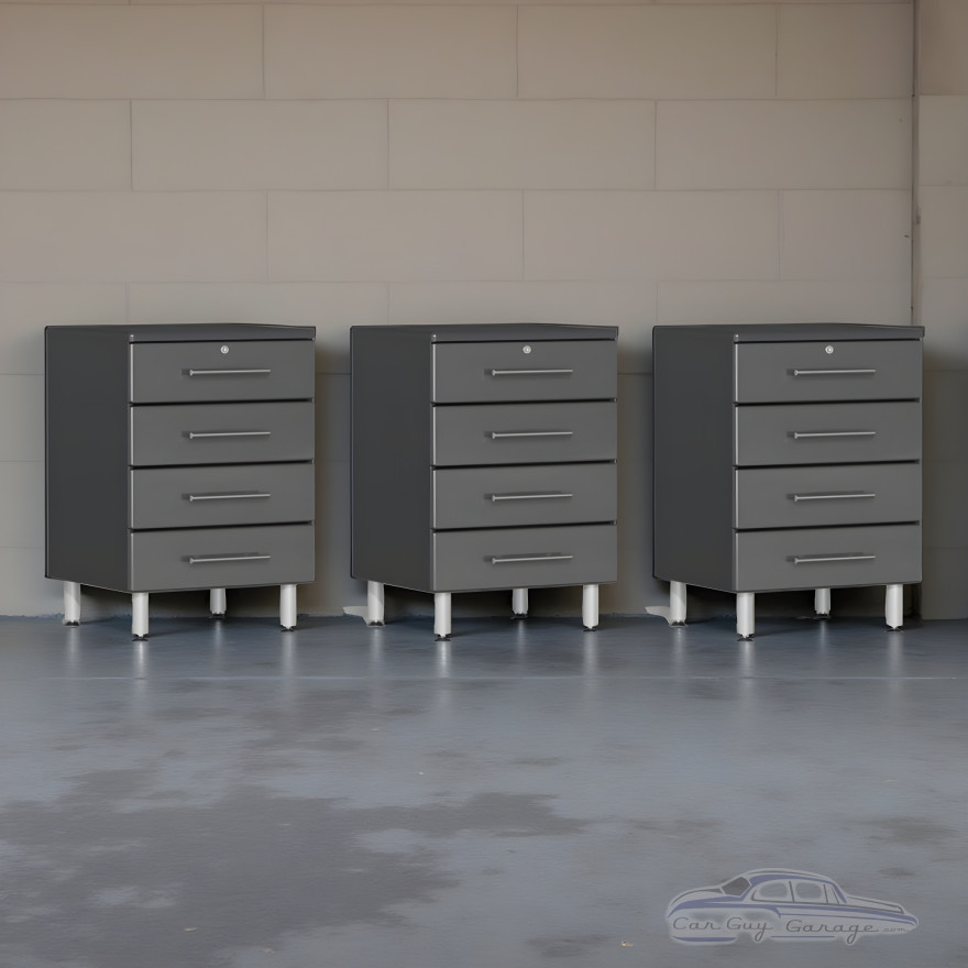 Grey Modular Set of 3 Four Drawer Base Cabinets Grey Modular Set of 3 Four Drawer Base Cabinets