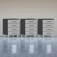 Silver Modular 3-Piece 4-Drawer Garage Cabinet Set