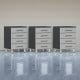 Silver Modular Set of 3 Four Drawer Base Cabinets Silver Modular Set of 3 Four Drawer Base Cabinets