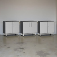 Silver Modular 3-Piece Oversized 2-Door Base Garage Cabinets