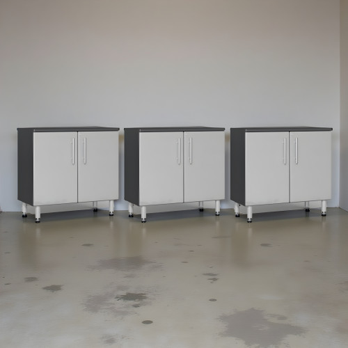 Silver Modular Set of 3 Oversized Two Door Base Cabinets