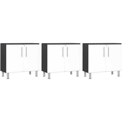 White Modular Set of 3 Oversized Two Door Base Cabinets