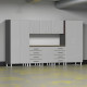 Silver Modular 9-Piece Garage Cabinet Set with Bamboo Worktop