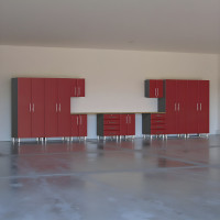 Red Modular Ulti-Mate Dual Workbench 12-Piece Garage Cabinet Set