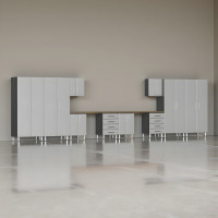 Silver Modular 12-Piece Garage Storage Cabinet System with Workbench