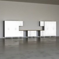 White Modular Ulti-Mate Dual Workbench Garage Cabinets 12-Piece Set