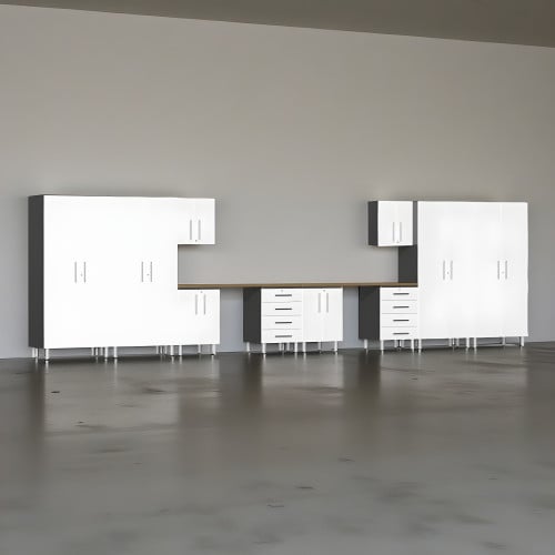 White Modular Dual Workbench 12 Piece Set
