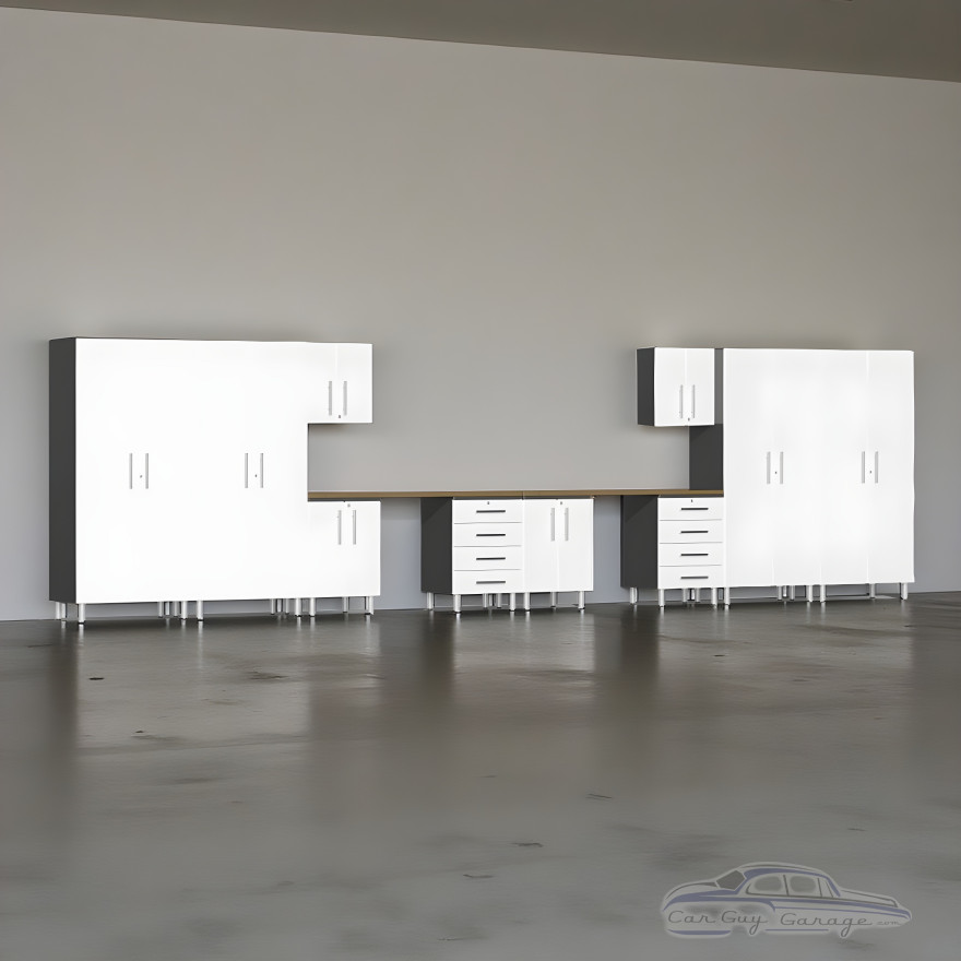 White Modular Ulti-Mate Dual Workbench Garage Cabinets 12-Piece Set