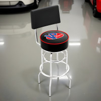 VP Racing 25-Inch Swivel Bar Stool with Backrest, Double-Ring Chrome