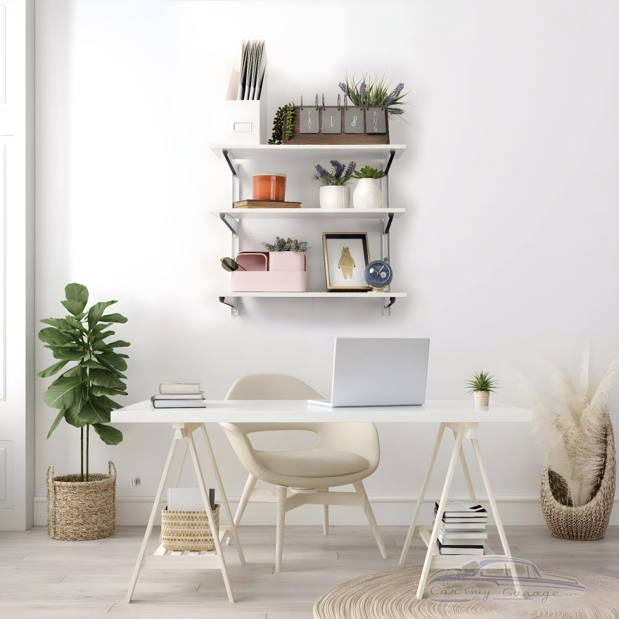 White 3-Tier Adjustable Wall Shelf Bracket System, Heavy-Duty Steel