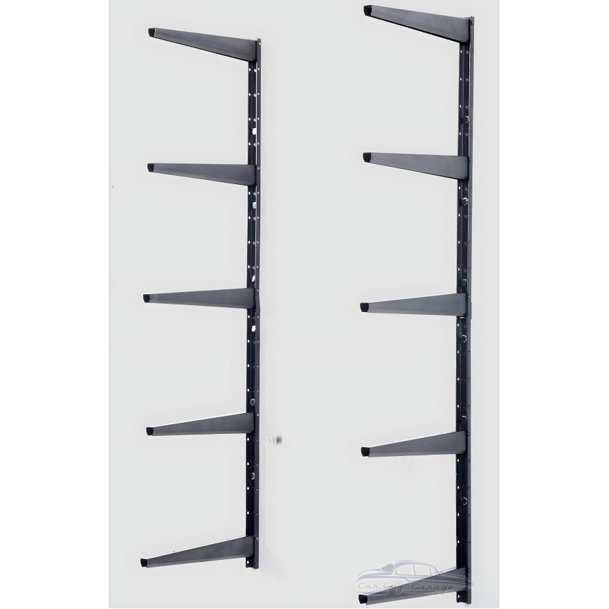 Heavy-Duty Black 5-Tier Adjustable Wall-Mount Shelving Brackets