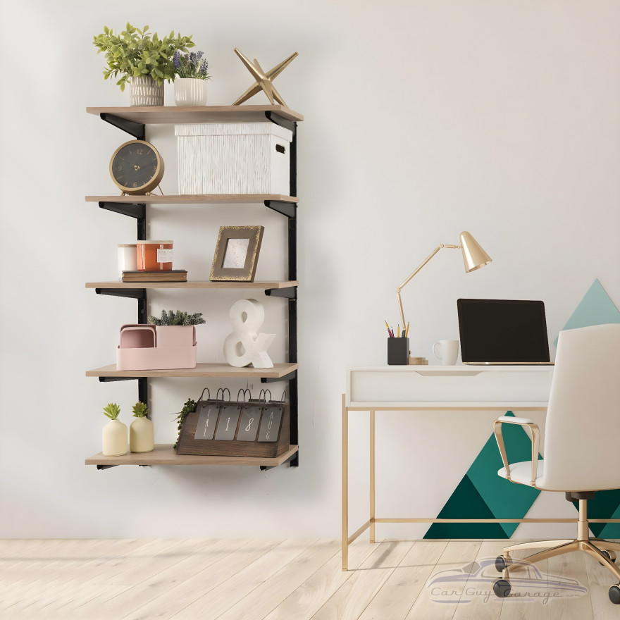 Heavy-Duty Black 5-Tier Adjustable Wall-Mount Shelving Brackets