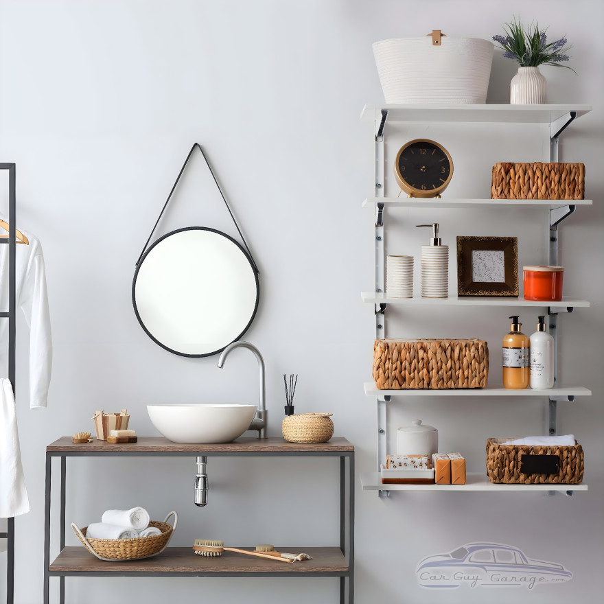 White 5-Tier Adjustable Wall Track Garage Shelf Brackets