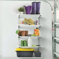 White 5-Tier Adjustable Wall Track Garage Shelf Brackets