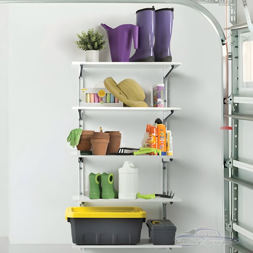White 5-Tier Adjustable Wall Track Garage Shelf Brackets