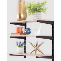 Black Adjustable 3-Tier Heavy-Duty Steel Wall Shelf Bracket System