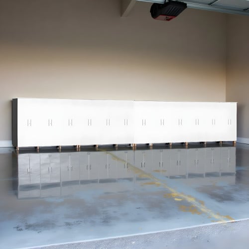 White Modular 12-Piece Tall Locking Garage Storage Cabinet Set