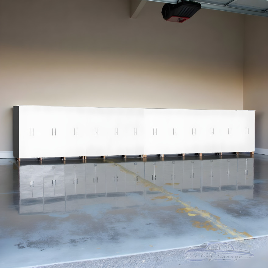 White Modular 12-Piece Tall Locking Garage Storage Cabinet Set