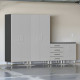 Silver Modular 4-Piece Garage Cabinet Set with Tall Cabinets & Drawers