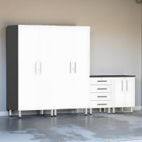 White Modular 4-Piece Tall Closets & Base Garage Cabinet Set