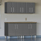 Grey Modular 6-Piece Garage Workstation with Bamboo Top