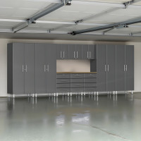 Grey Modular 11-Piece Garage Cabinet Set with Drawer Workbench