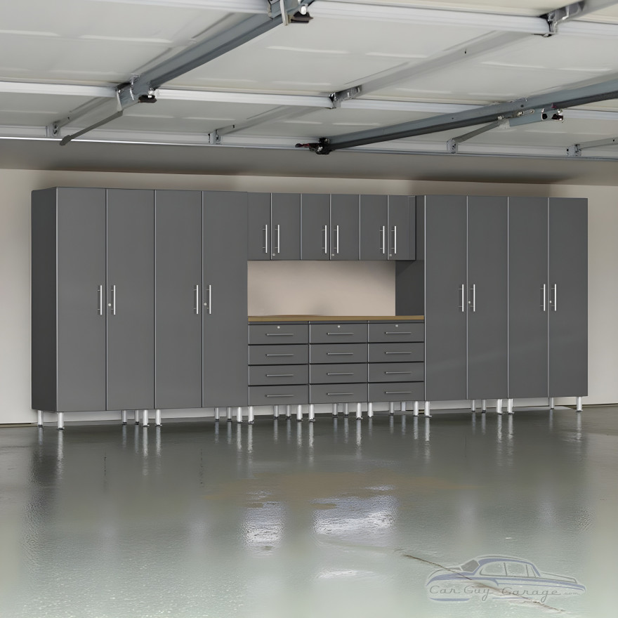 Grey Modular 11-Piece Garage Cabinet Set with Drawer Workbench