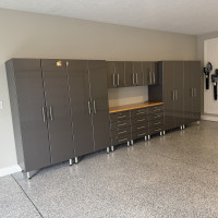 Grey Modular 11-Piece Workbench Cabinet Set - 17 feet 9 inches wide