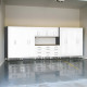 White Modular 11-Piece Garage Cabinet Set with Drawer Workbench