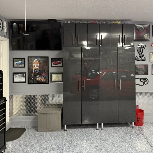 Black Modular 5-Piece Tall & Wall Garage Cabinet Set, 71W x 21D x 104H