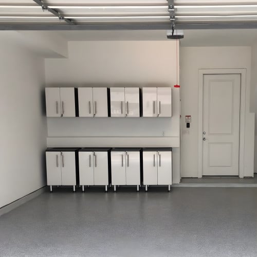 White Modular 8-Piece Garage Cabinet Set, Wall & Base, 8 ft