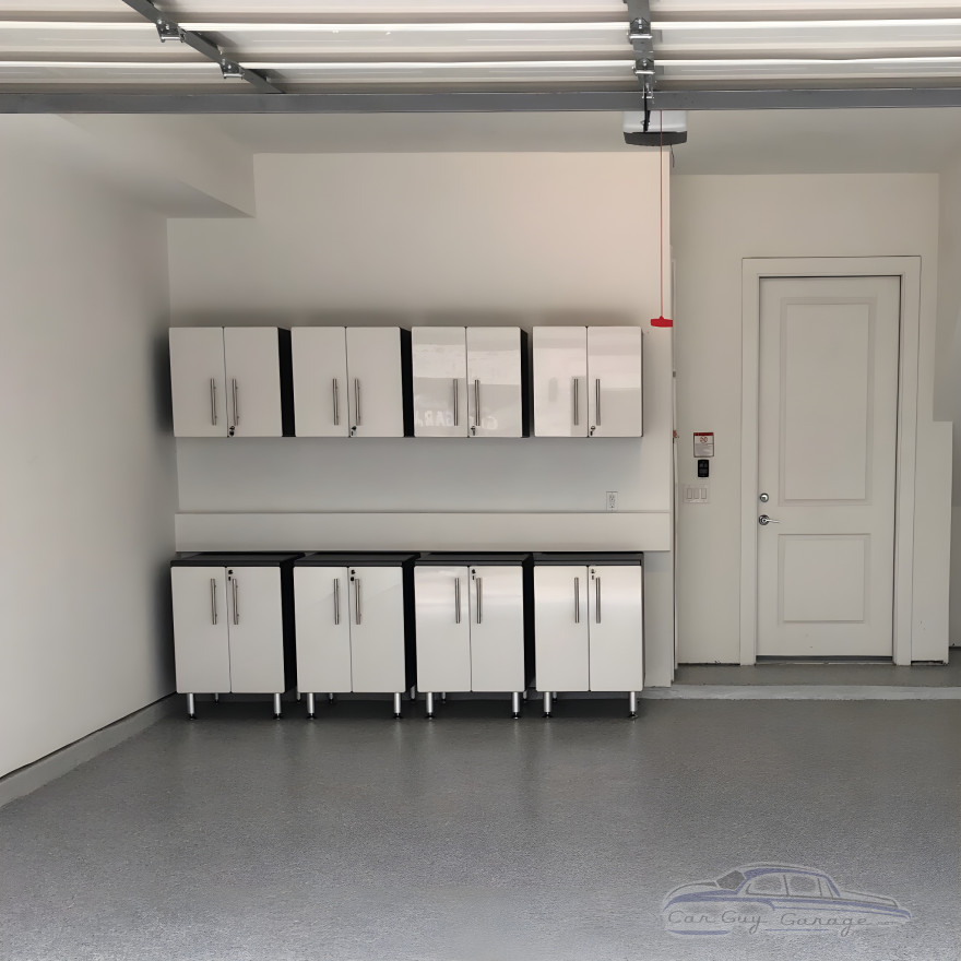 White Modular 8-Piece Garage Cabinet Set, Wall & Base, 8 ft