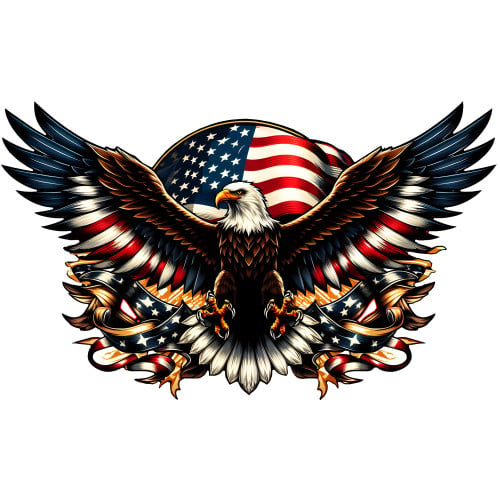 Bald Eagle American Flag Metal Wall Art Sign - 24" x 14"