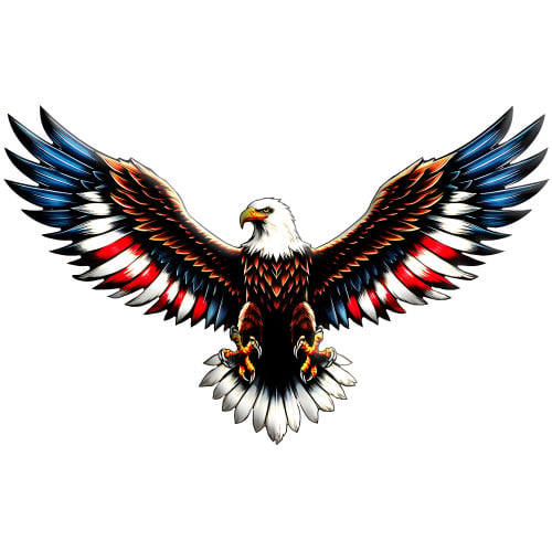Bald Eagle USA Flag Wings Metal Wall Art Sign - 24" x 15"