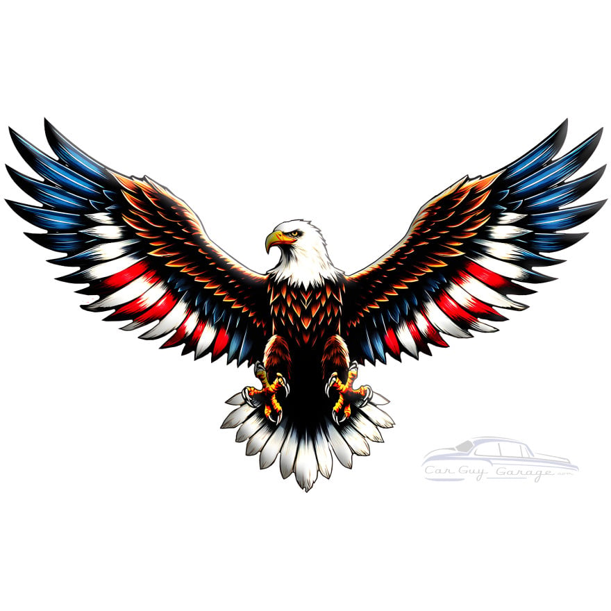 Bald Eagle USA Flag Wings Metal Wall Art Sign - 24" x 15"