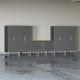 Grey Modular 8-Pc Garage Cabinets Set with Bamboo Workbench