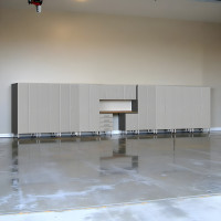 Silver Modular 14-Piece Lockable Garage Cabinets with Workbench