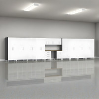 White Modular 14-Piece Jumbo Garage Cabinet Set with Workbench